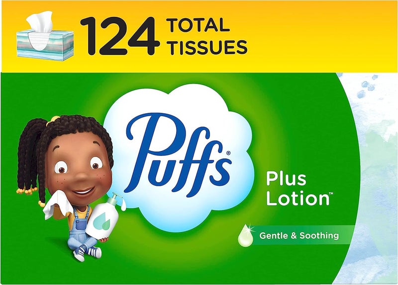 Puffs Plus Lotion Facial Tissue, 1 Family Box, 124 Tissues Per Box - Image 1